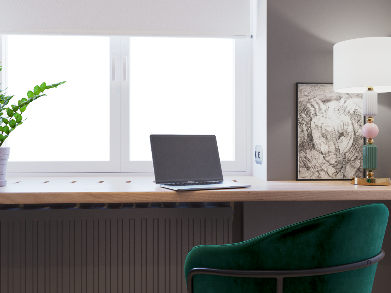 Дизайн интерьера кабинета  трехкомнатной квартиры в панельном доме II29
by alessandra grigoreva
стол -подоконник
зеленый стул
хрущевка
брежневка